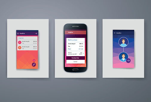 Mobile Cards Example Modern Mobile Apps And Phone Cards Design Template Stock Illustration ...