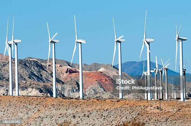 Windfarm And Mine In Coachella Valley Ca Stock Photo - Download Image Now - Mining - Natural Resources, Sustainable Resources, 2015