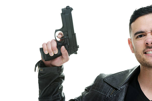 istock Angry casual man holding gun 480231130