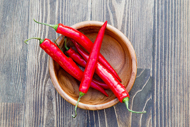 istock Peppers in bowl over wooden background 480233536