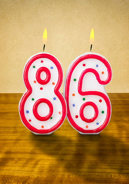istock Burning birthday candles number 86 480235218