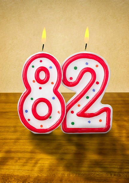 istock Burning birthday candles number 82 480235222