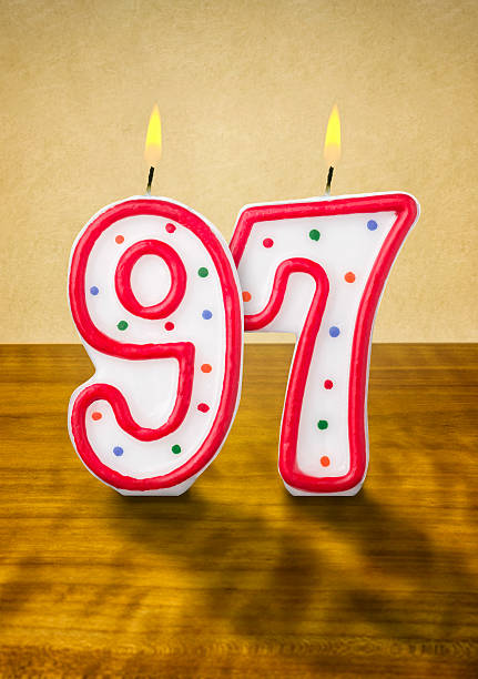 istock Burning birthday candles number 97 480235250