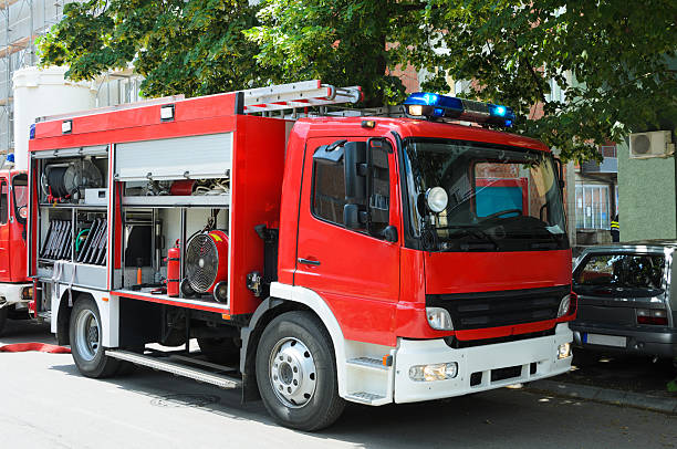 istock Fire Truck in situation with flashing lights 480235470