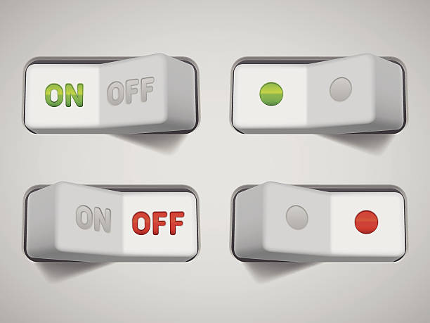 On and Off switches. Collection of On and Off switches. switching stock illustrations