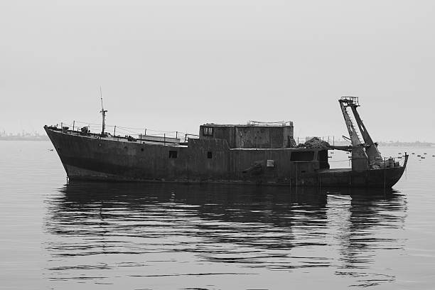 Ghostship Abandoned ship in the Swakopmund bay, Namibia ghost ship stock pictures, royalty-free photos & images