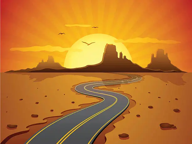 Vector illustration of Desert Road