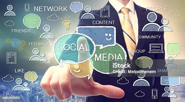 Businessman With Social Media Concepts Stock Photo - Download Image Now - Advice, Business, Business Person