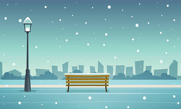 冬の公園 - snow winter bench park点のイラスト素材／クリップアート素材／マンガ素材／アイコン素材