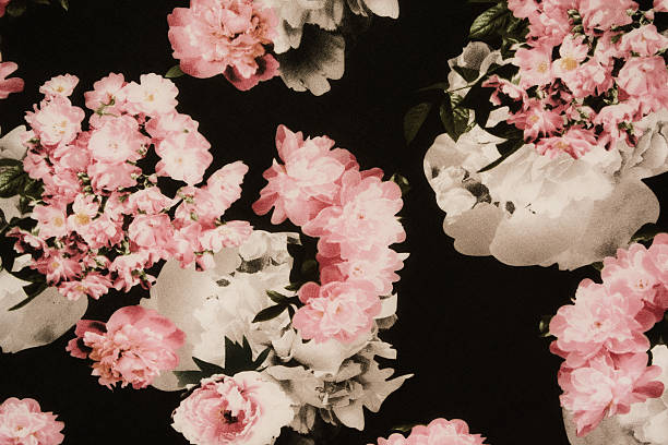 istock Textured fabric roses pink and white vintage style 480250646
