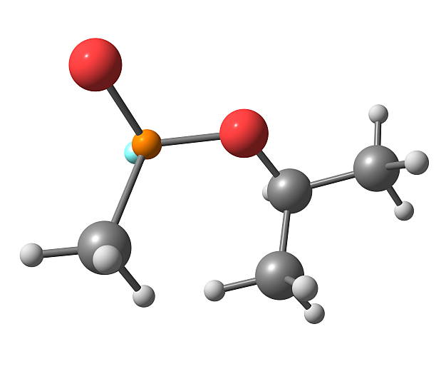 Molecular structure of sarin on white stock photo