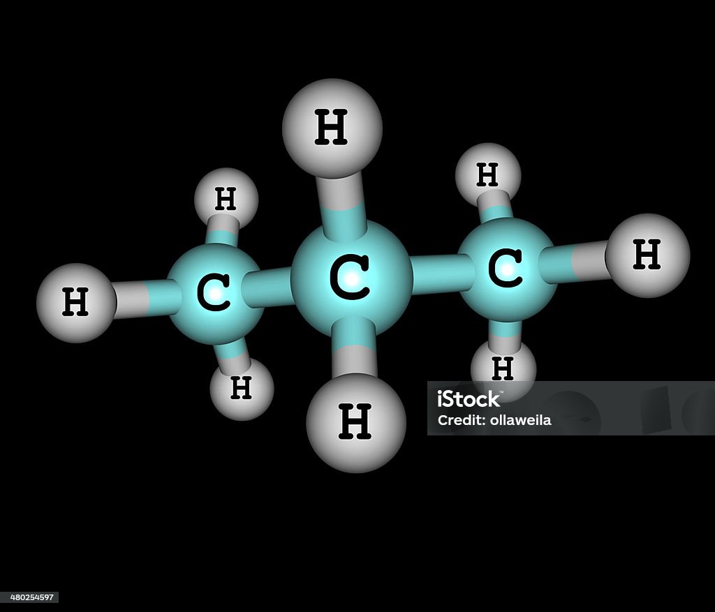 분자 구조를 프로판 검은 - 로열티 프리 3차원 형태 스톡 사진