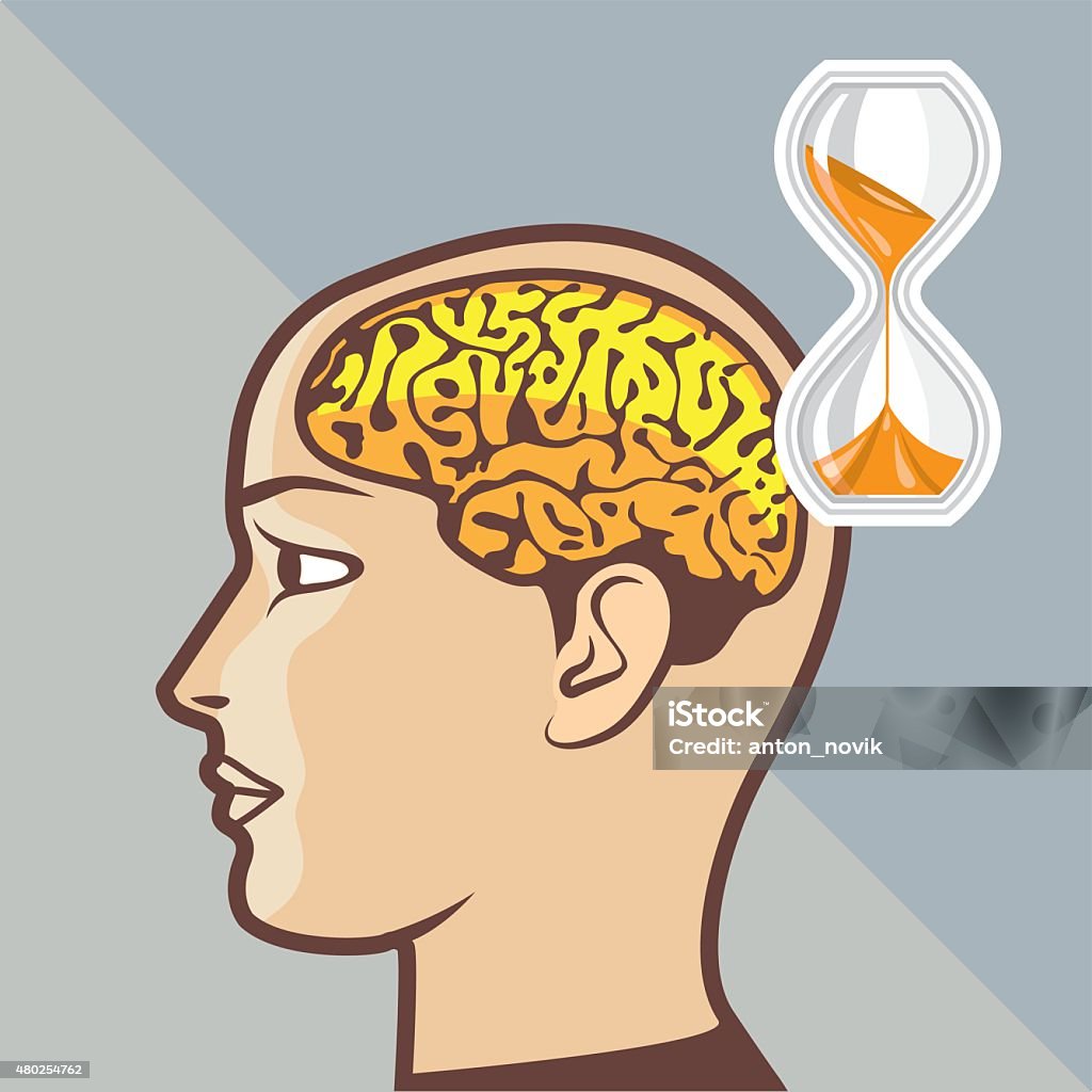 Wthinking Thinking Process Brain And Sand Clock Illustration Vector Stock ...