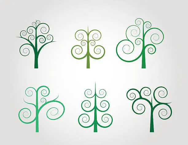 Vector illustration of Swirl Trees