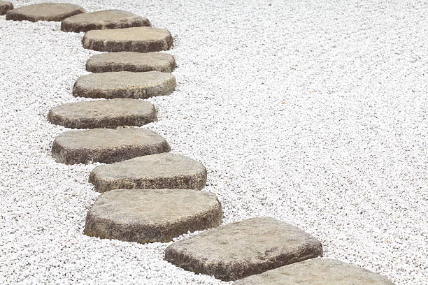 View of a zen rock garden in the summer