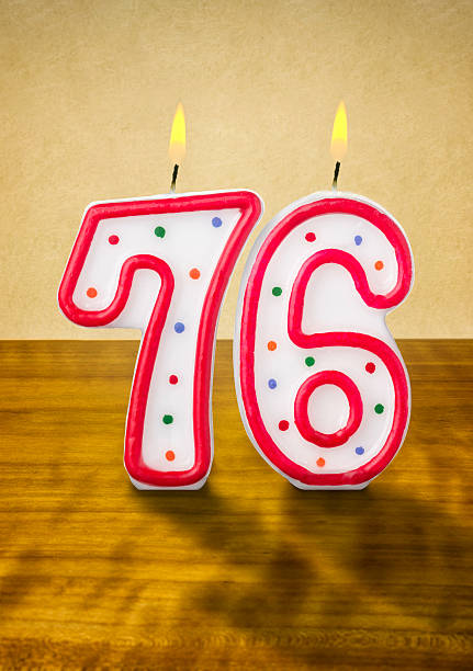 istock Burning birthday candles number 76 480259110