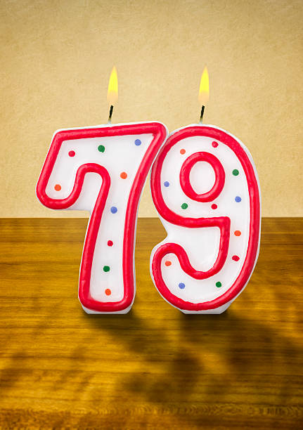 istock Burning birthday candles number 79 480259114