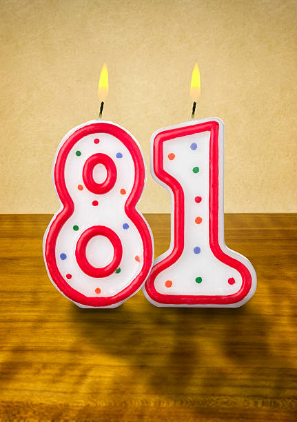 istock Burning birthday candles number 81 480259118