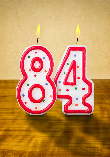 istock Burning birthday candles number 84 480259120