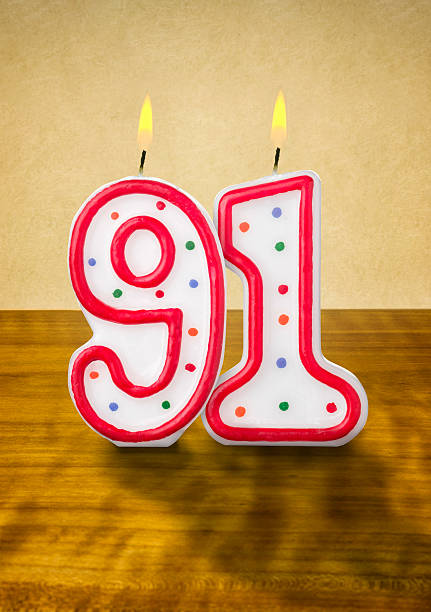 istock Burning birthday candles number 91 480259122