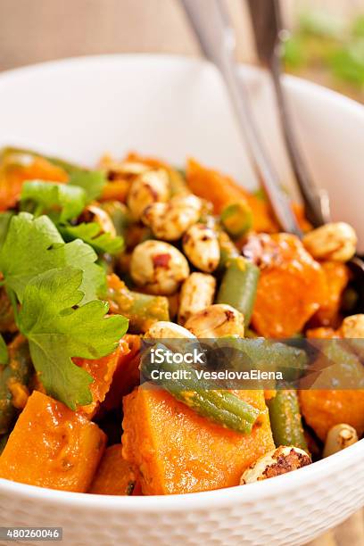 Sweet Potato Stew With Green Beans Stock Photo - Download Image Now - 2015, Autumn, Baked
