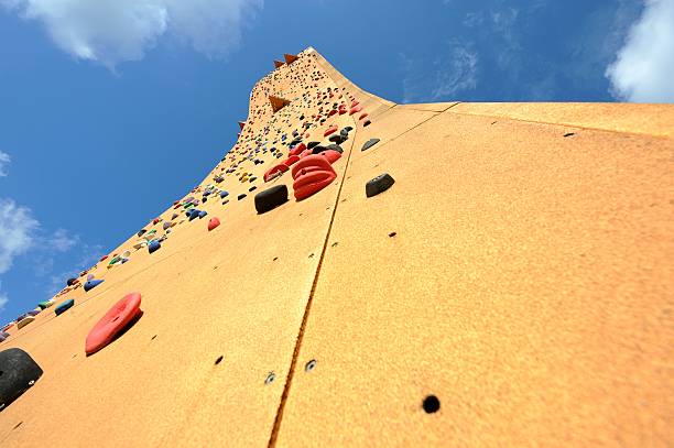 Groningen, The Netherlands - February 21, 2014: The highest climbing wall in the world is located in Groningen in The Netherlands. The height is 37 meters (41 yards) and it is called Excalibur.