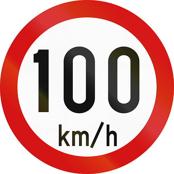 Speed Limit 100 In Ireland Irish traffic sign restricting speed to 100 kilometers per hour. 100 mph stock pictures, royalty-free photos & images