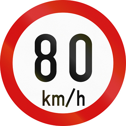 Irish traffic sign restricting speed to 80 kilometers per hour.