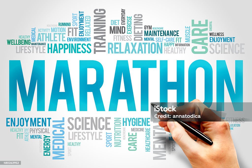 MARATHON MARATHON word cloud, fitness, sport, health concept 2015 Stock Photo