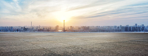 istock Panoramic skyline and buildings with empty concrete square floor 480266680