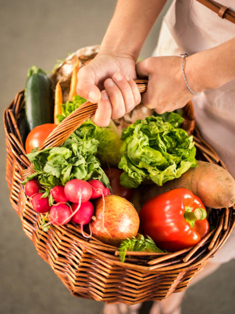 istock Fresh organic vegetables being held in a basket 480267050
