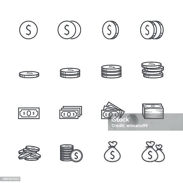 Money Icons Stock Illustration - Download Image Now - Coin, Stack, Vector