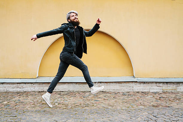 istock Bearded hipster with nose ring in leather jacket 480269026
