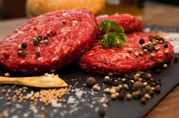Beef hamburgers stock photo