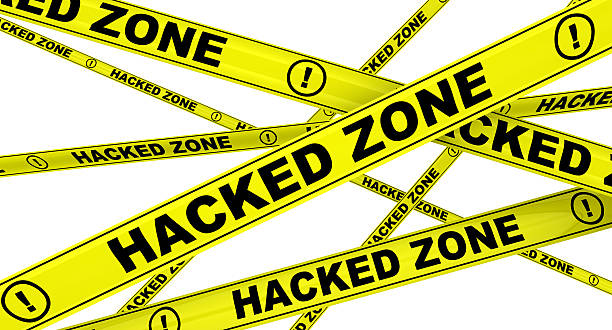 istock Hacked zone. Yellow warning tapes 480276924