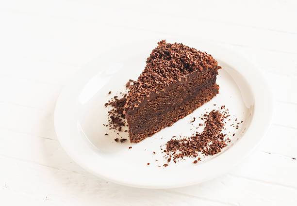 istock piece of chocolate cake on a white plate 480277680