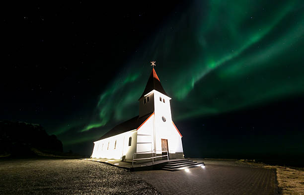 istock Vik Church Aurora Iceland 480281210