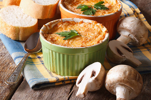 istock Casserole with chicken and mushrooms horizontal close-up. 480283622