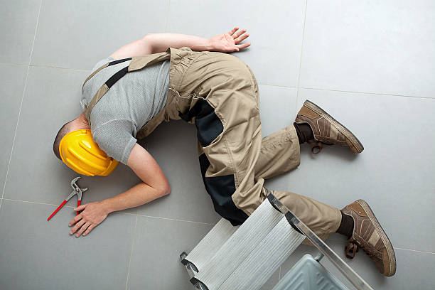 istock Unconscious handyman on the floor 480284523