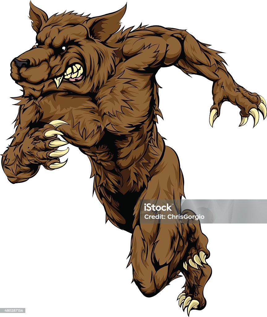 Werewolf Or Wolf Mascot Running Stock Illustration - Download Image Now -  Animal Head, Wolf, Monster - Fictional Character - iStock