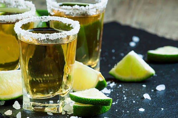 istock Gold Mexican tequila with lime and salt 480287830