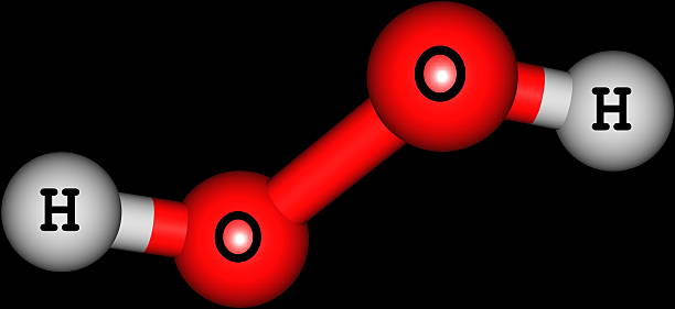 hydrogen peroxide (h2o2) molecular structure isolated on black - geblondeerd haar stockfoto's en -beelden