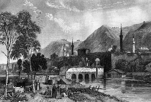 Antioch, Syria Engraving from 1868 featuring the city of Antioch, Syria which is near modern Antakya, Turkey. antakya stock illustrations