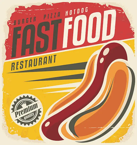 Vector illustration of Hotdog retro poster design concept