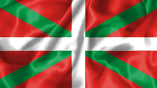 Flag of the Basque provinces flying in the wind.