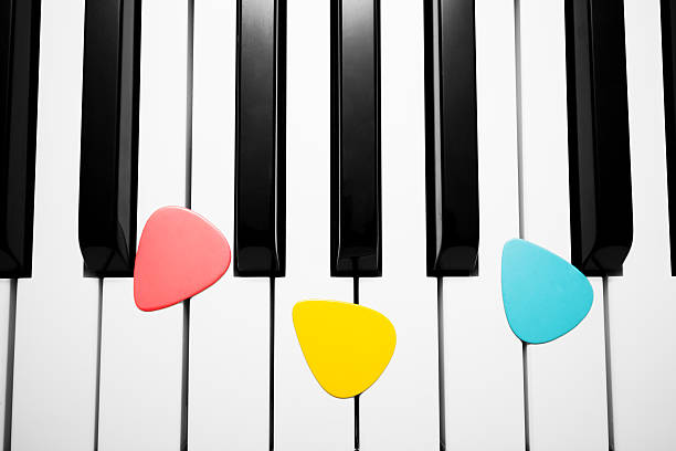 istock colorful guitar picks on piano 480291323