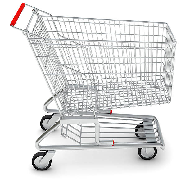 istock Shopping cart on white, side view 480294750