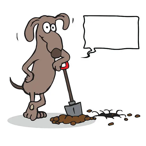 Vector illustration of Cartoon dog digging a hole