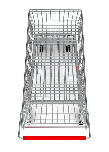 istock Top view of shopping cart for purchase on white 480295500