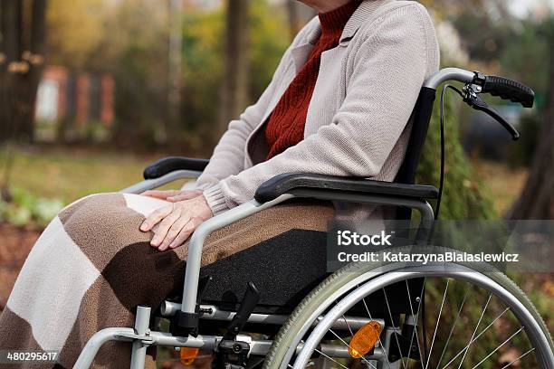 Foto de Relaxe No Jardim e mais fotos de stock de Adulto - Adulto, Aposentadoria, Cadeira de rodas - Equipamento Ortopédico